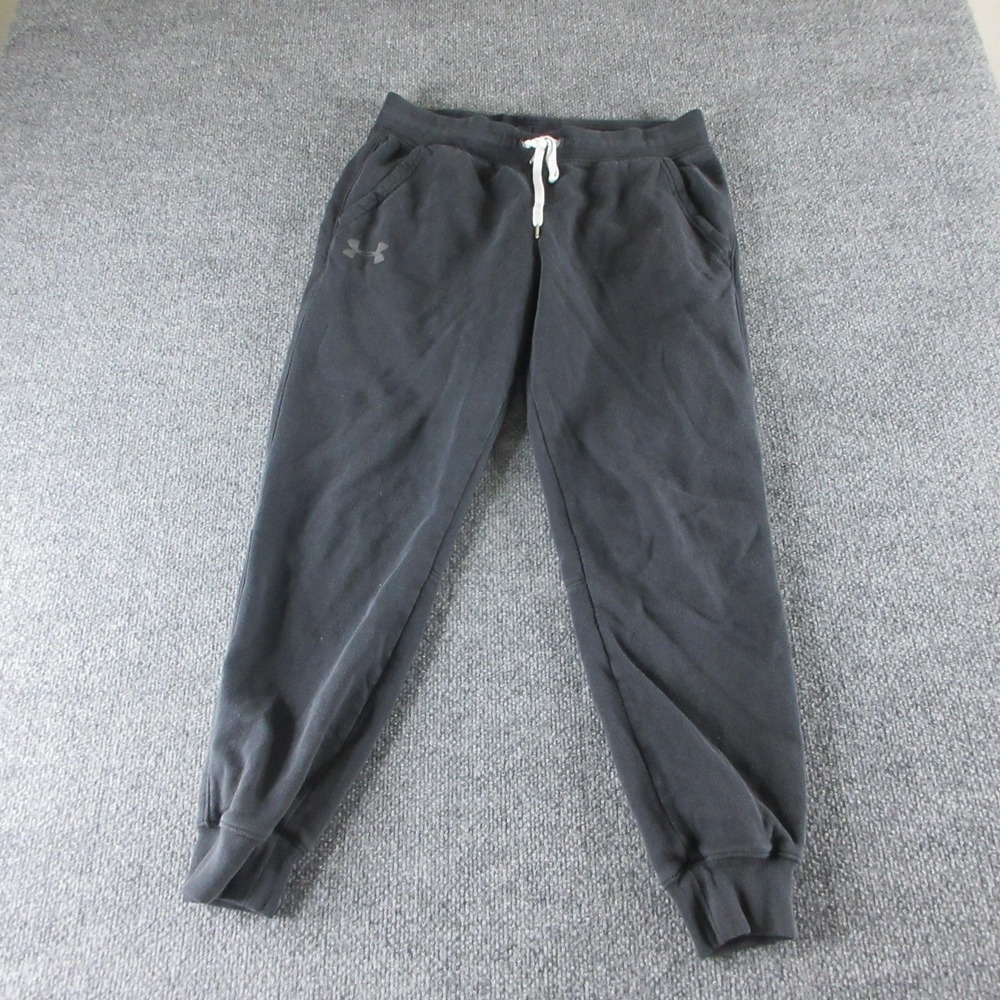 Under Armour Jogger Pants Womens M Black‎ Fleece Elastic Waist Pockets Lounge